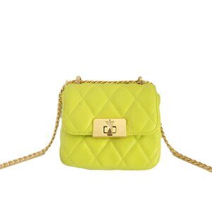 Kate Spade KJ956 Carey Smooth Quilted Micro Flap Crossbody Handbag Lime Slush